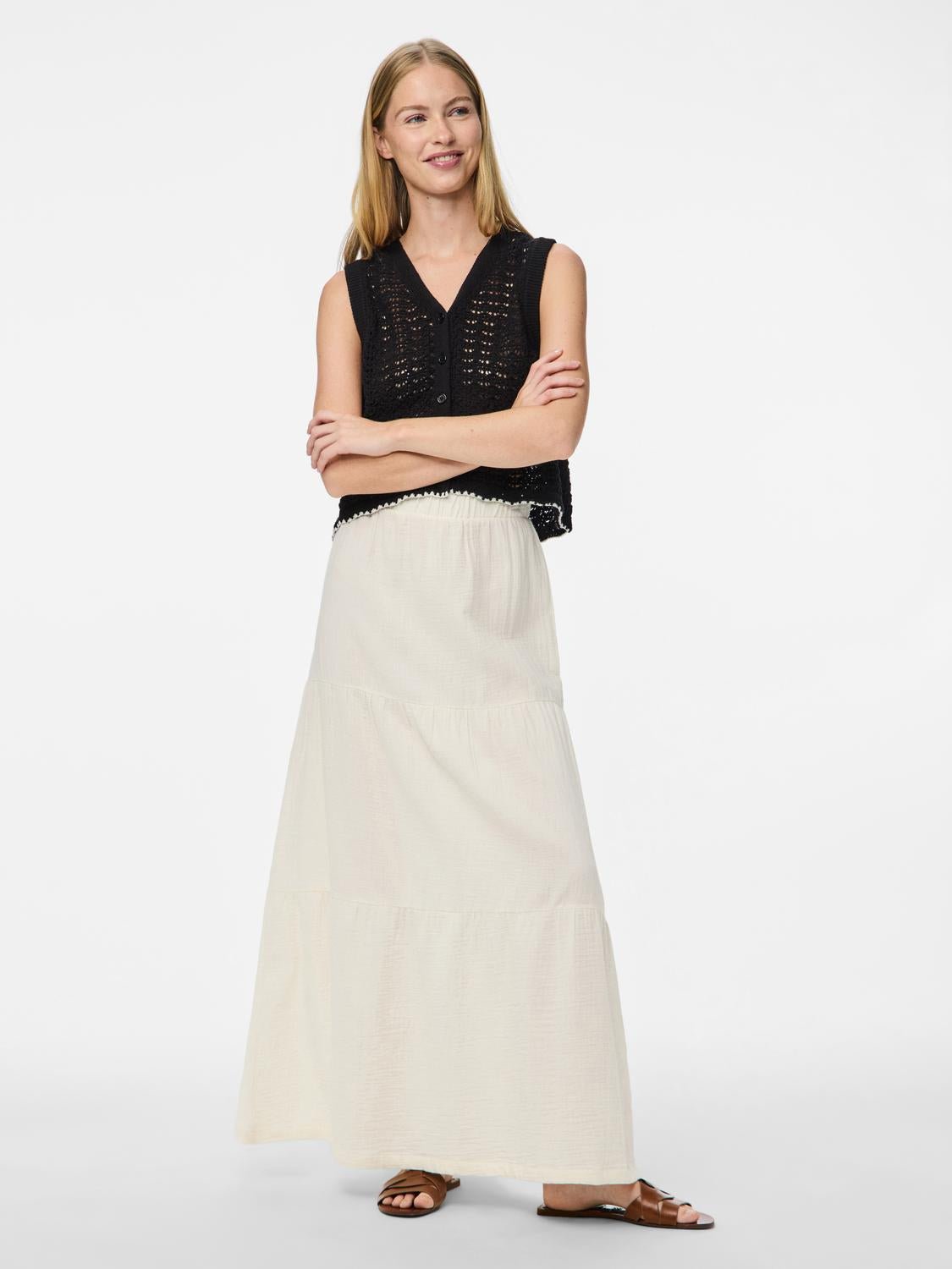 PCSIKKA Long Skirt - Cloud Dancer - VERO MODA & VILA Bergvik